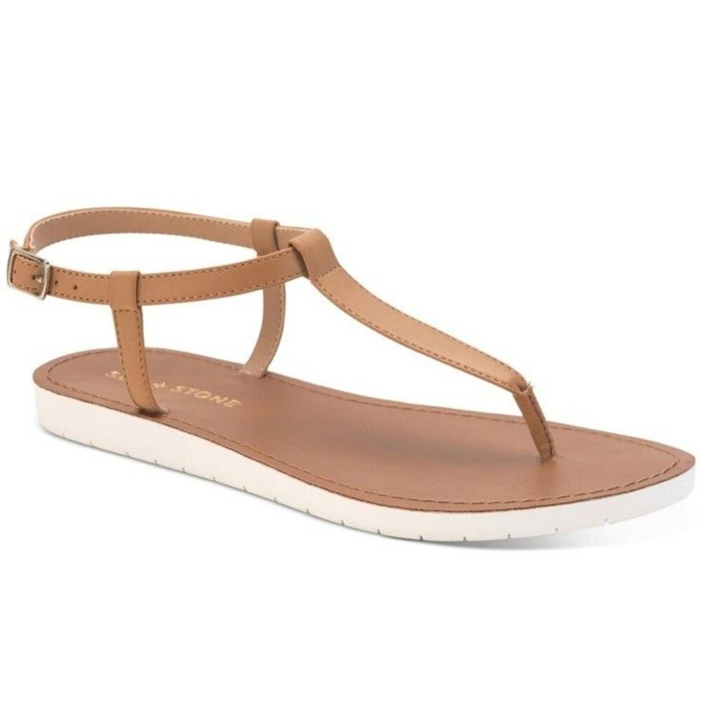 Sun + Stone Women’s Kristi Faux Leather Slingback Flat Sandals Shoes BHFO Sz 10